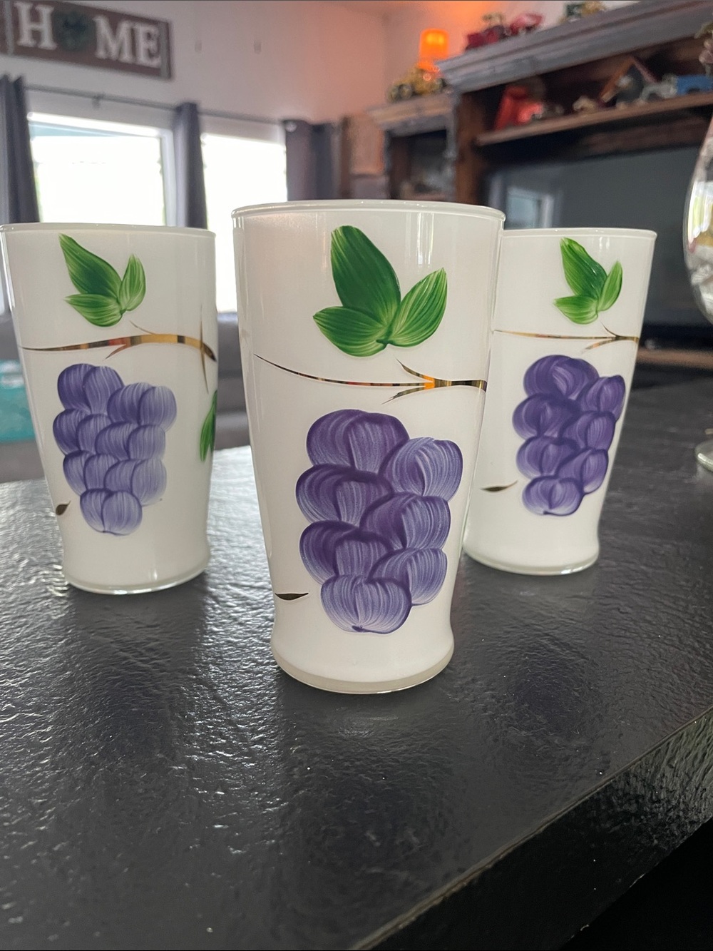 Bartlett Collin’s Grapevine Ceramic Tumbler - Purple Grape Design Set of 3